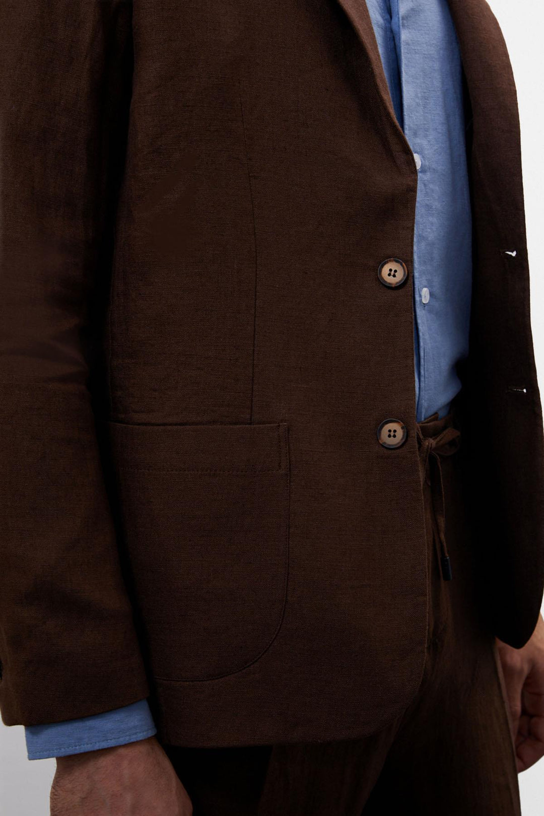 Chaqueta Blazer Hombre 100% Lino Marrón - Wessi