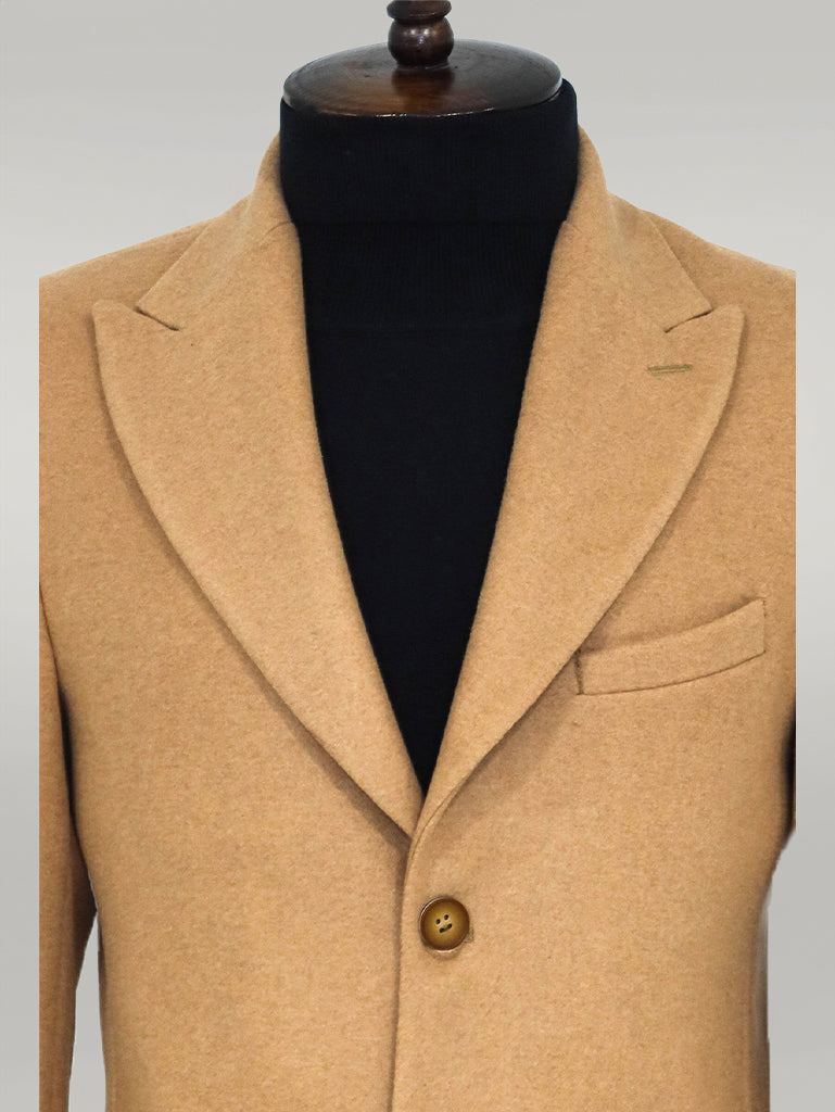 Cappotto da uomo in lana color crema con ampio bavero - Wessi