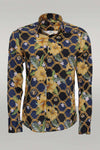 Colorful Floral Patterned Slim Fit Long Sleeves Navy Blue Men Shirt - Wessi