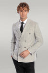 Blazer Hombre Gris Solapa Ancha A Rayas Doble Botonadura - Wessi