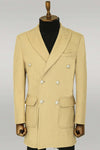 Cappotto Doppiopetto da Uomo in Lana Cashmere Beige con Bottoni in Metallo - Wessi