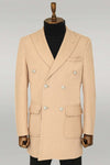 Manteau Double Boutonnage Homme Laine Cachemire Crème Boutons Métalliques - Wessi
