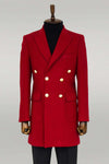 Cappotto da uomo bordeaux doppiopetto con bottoni in metallo - Wessi