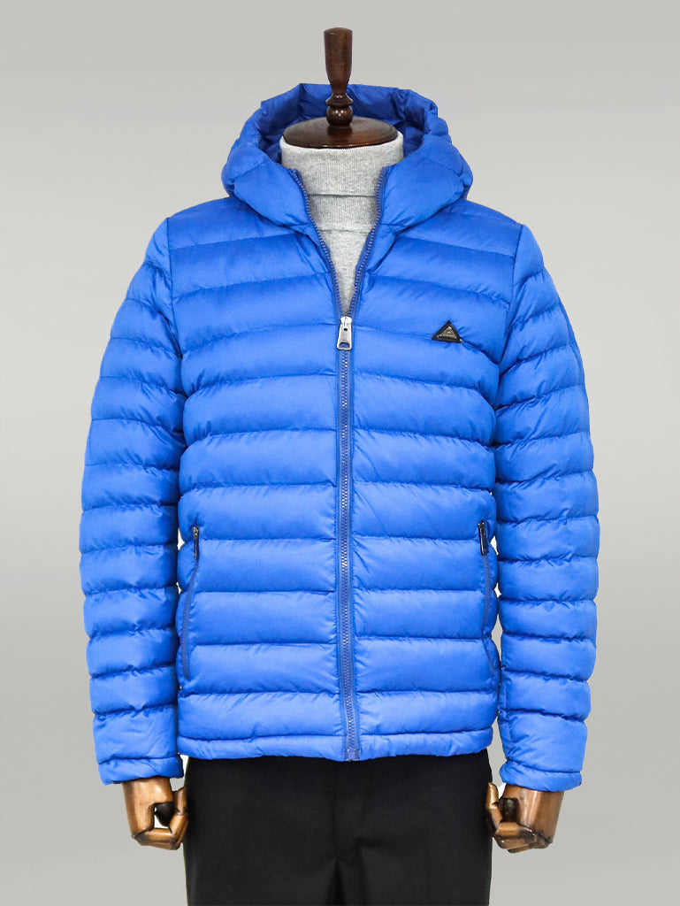 معطف مبطن بغطاء للرأس باللون الأزرق للرجال - ويسي