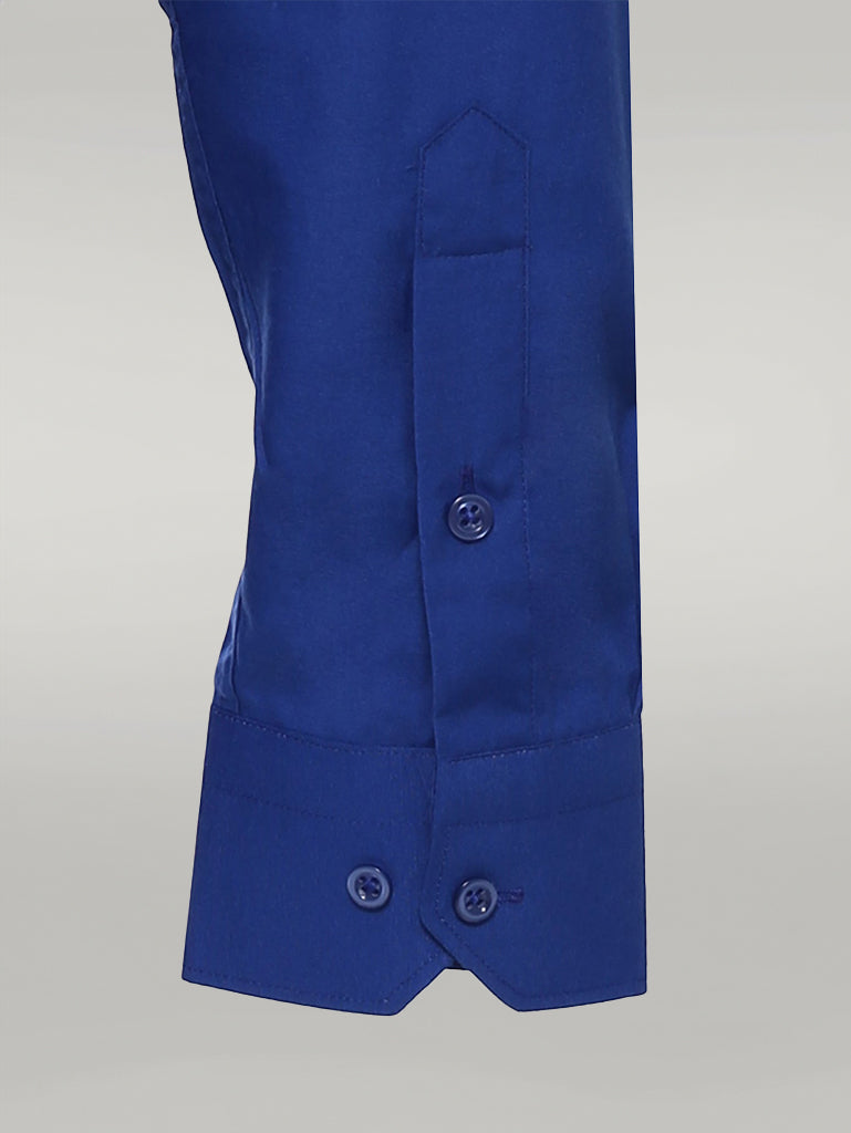 Plain Long Sleeves Indigo Blue Men Shirt - Wessi