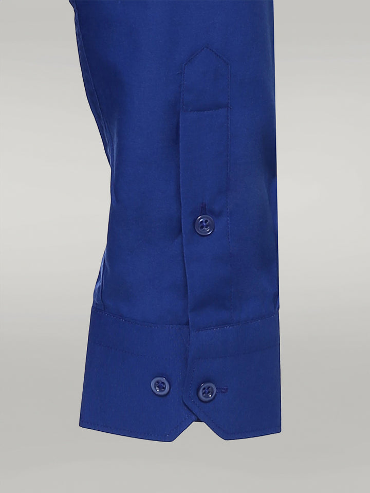 Plain Long Sleeves Indigo Blue Men Shirt - Wessi
