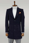 Cappotto da uomo in lana blu navy con risvolto ampio - Wessi