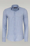 Camisa Hombre Estampado Pata De Gallo Azul Cielo - Wessi