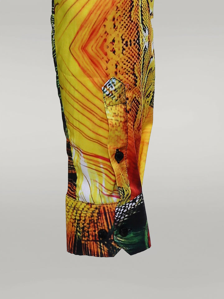 Peacock Pattern Long Sleeves Multicolor Men Shirt - Wessi