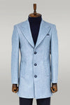 Cappotto da uomo azzurro in lana con revers ampio - Wessi