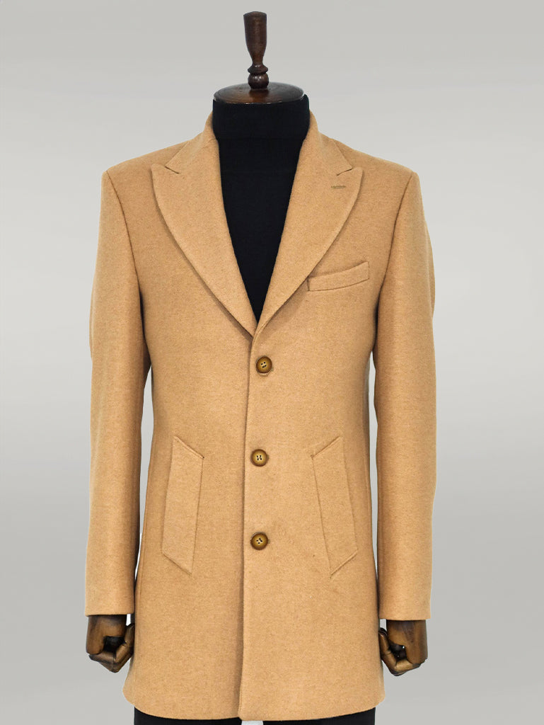 Cappotto da uomo in lana color crema con ampio bavero - Wessi