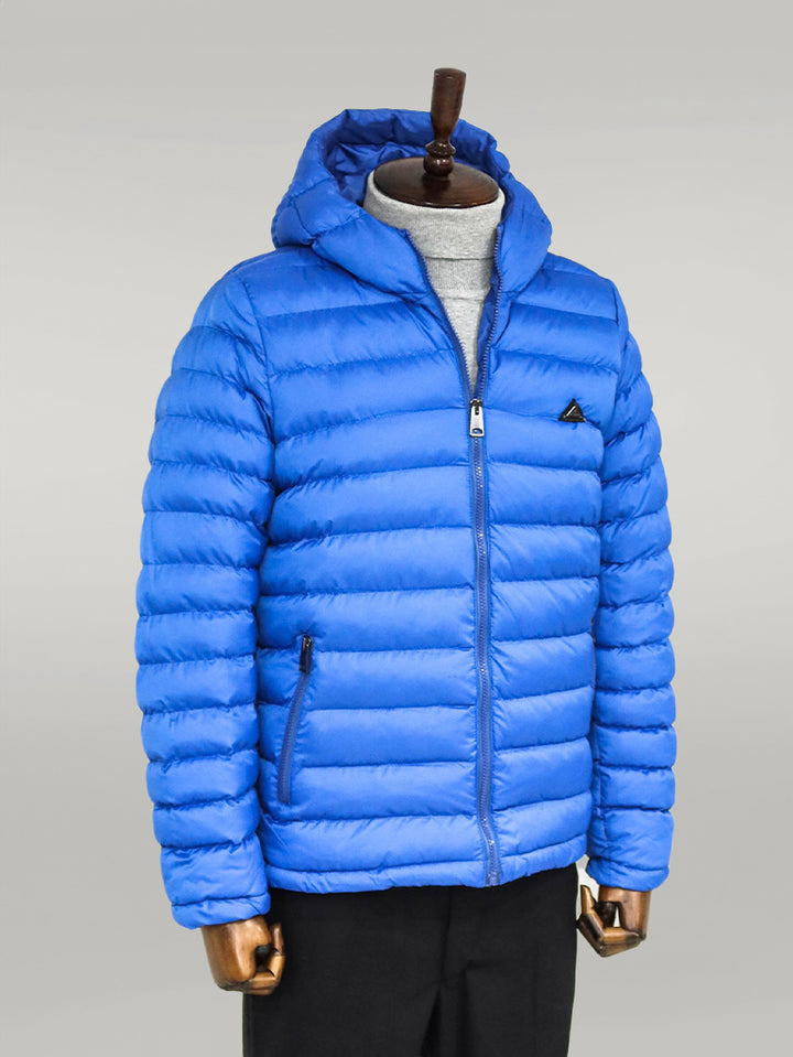 معطف مبطن بغطاء للرأس باللون الأزرق للرجال - ويسي