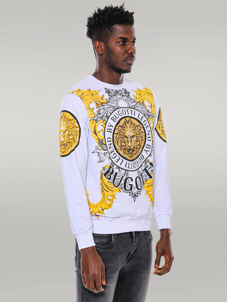 Sudadera Blanca Estampado León Slim Fit - Wessi