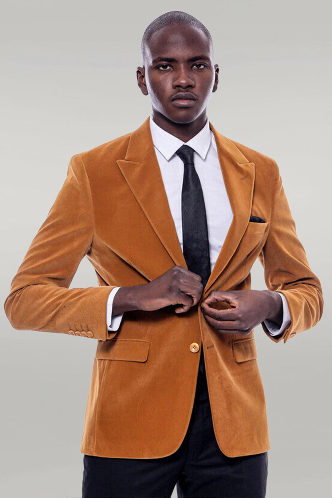 Blazer Jaune à Revers Large en Velours - Wessi