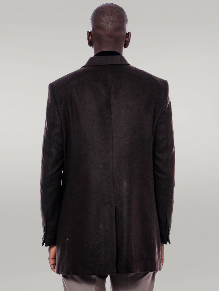 Cappotto da uomo marrone con colletto a punta larga sopra il ginocchio - Wessi