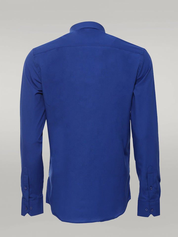 Plain Long Sleeves Indigo Blue Men Shirt - Wessi