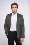 Patterned Slim-Fit Brown Men Blazer - Wessi
