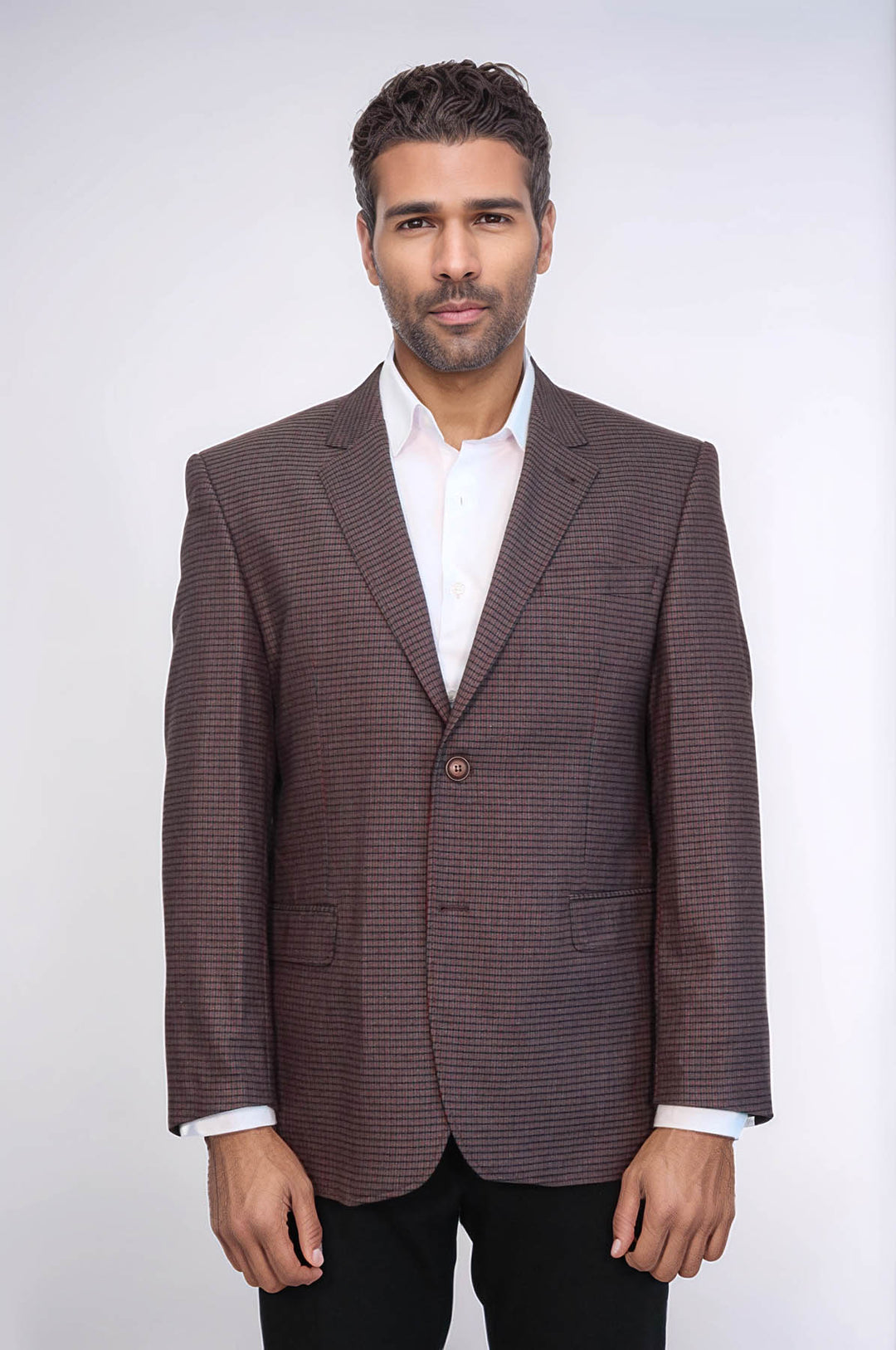 4 Drop Checkered Burgundy Jacket-Wessi