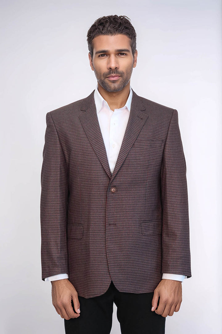 4 Drop Checkered Burgundy Jacket-Wessi