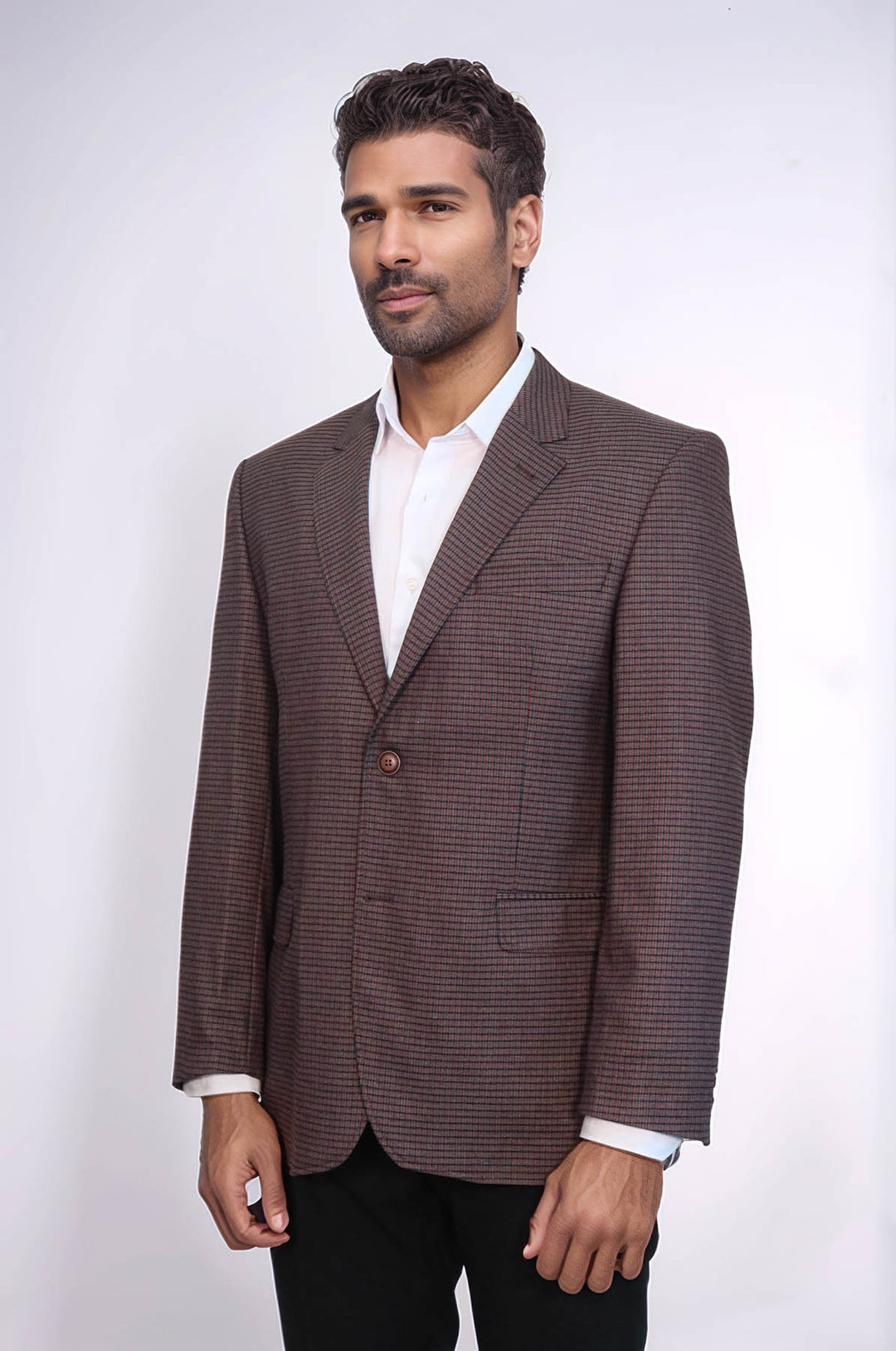 4 Drop Checkered Burgundy Jacket-Wessi