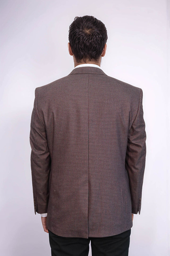 4 Drop Checkered Burgundy Jacket-Wessi