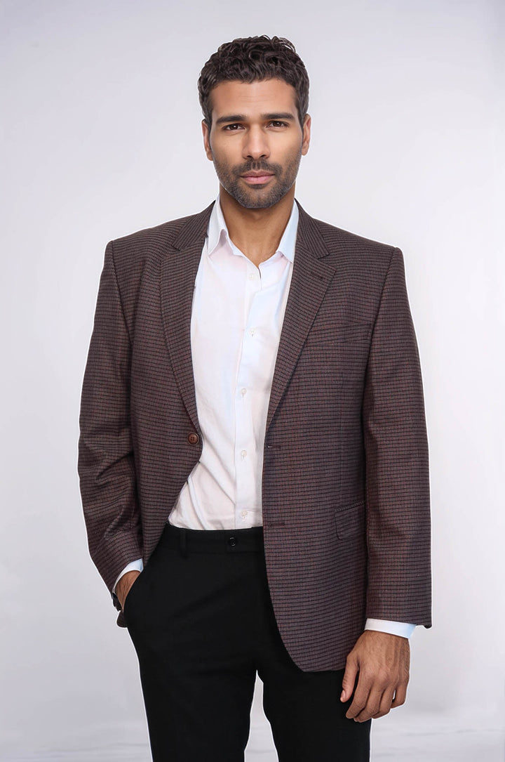 4 Drop Checkered Burgundy Jacket-Wessi