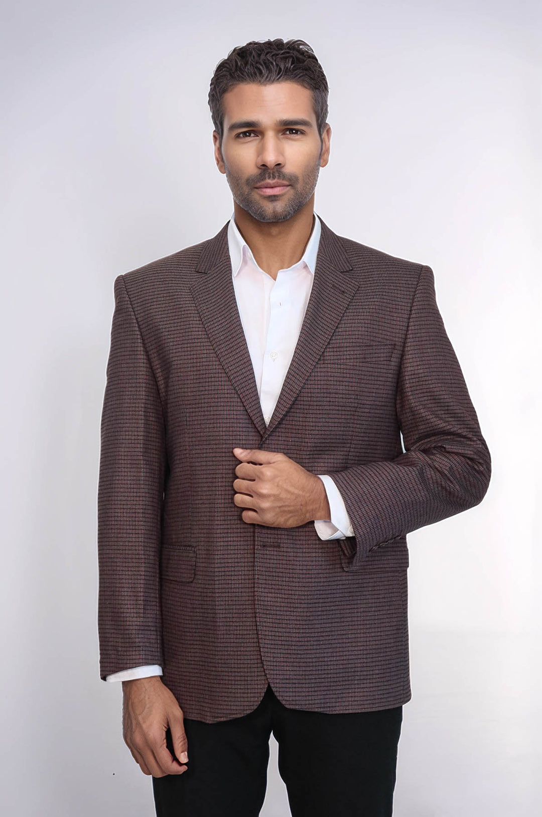 4 Drop Checkered Burgundy Jacket-Wessi