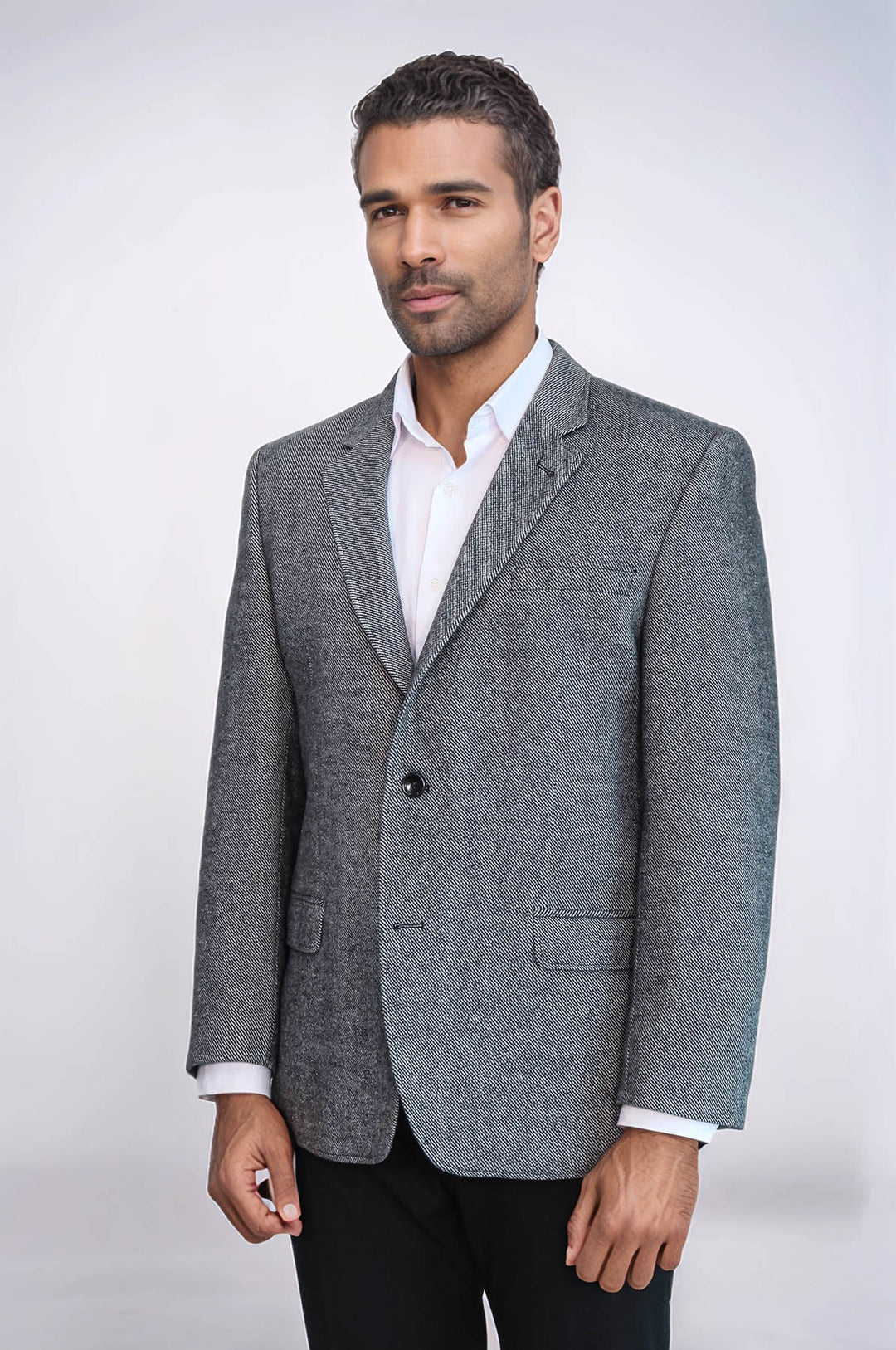 4 Drop Regular Cut Wool Grey Men Blazer - Wessi