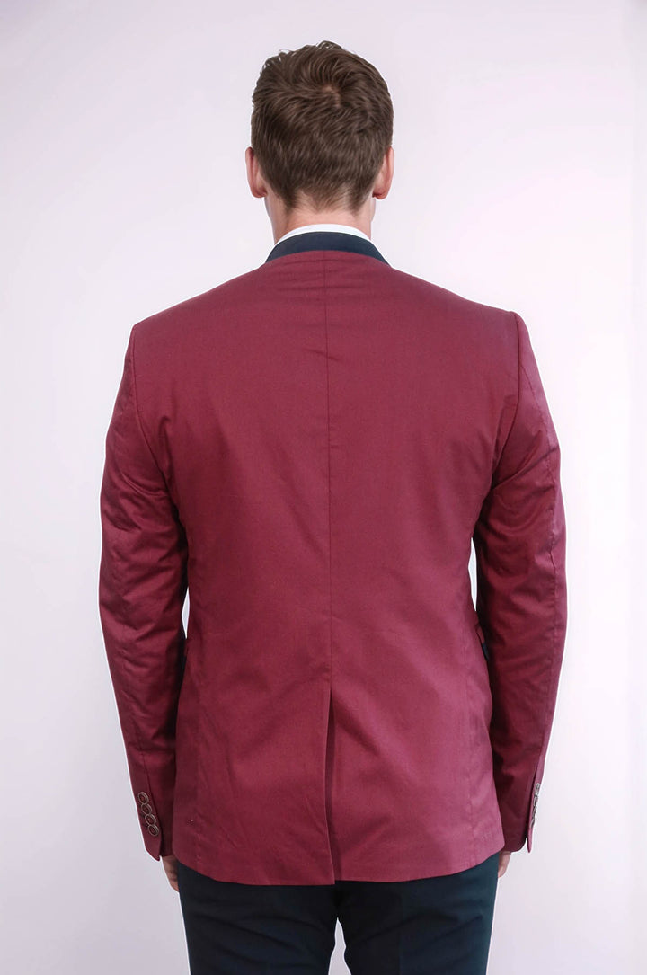 Blazer burdeos con cuello redondo para hombre - Wessi