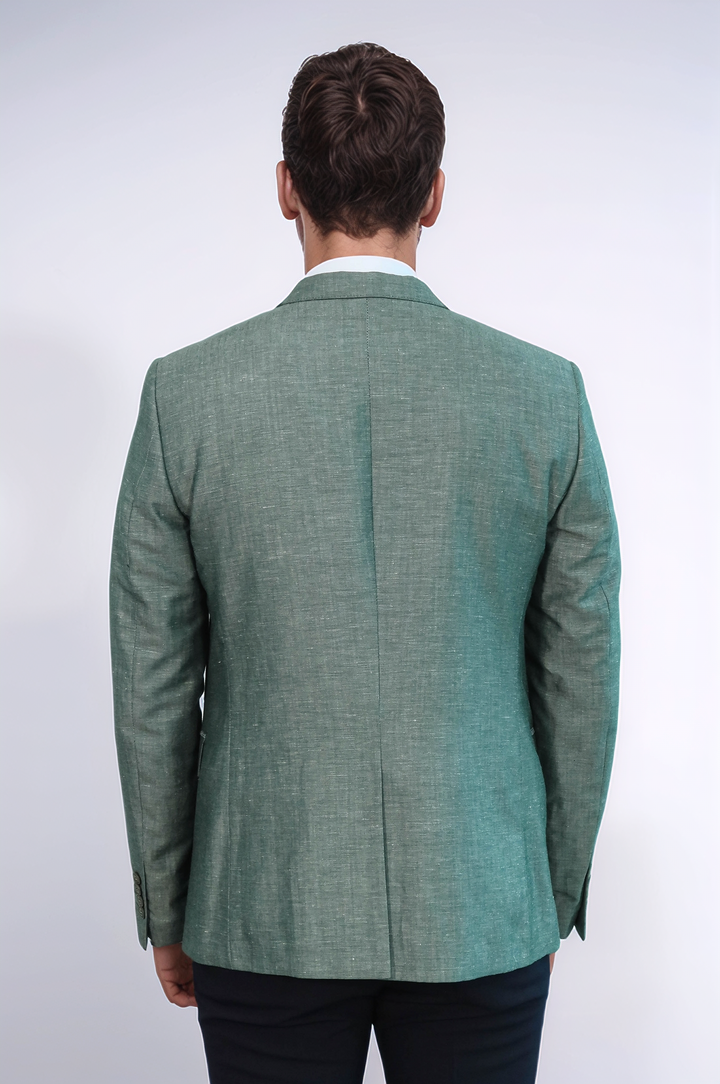 Pocket and Collar Plaid Mens Linnen Blazer - Wessi