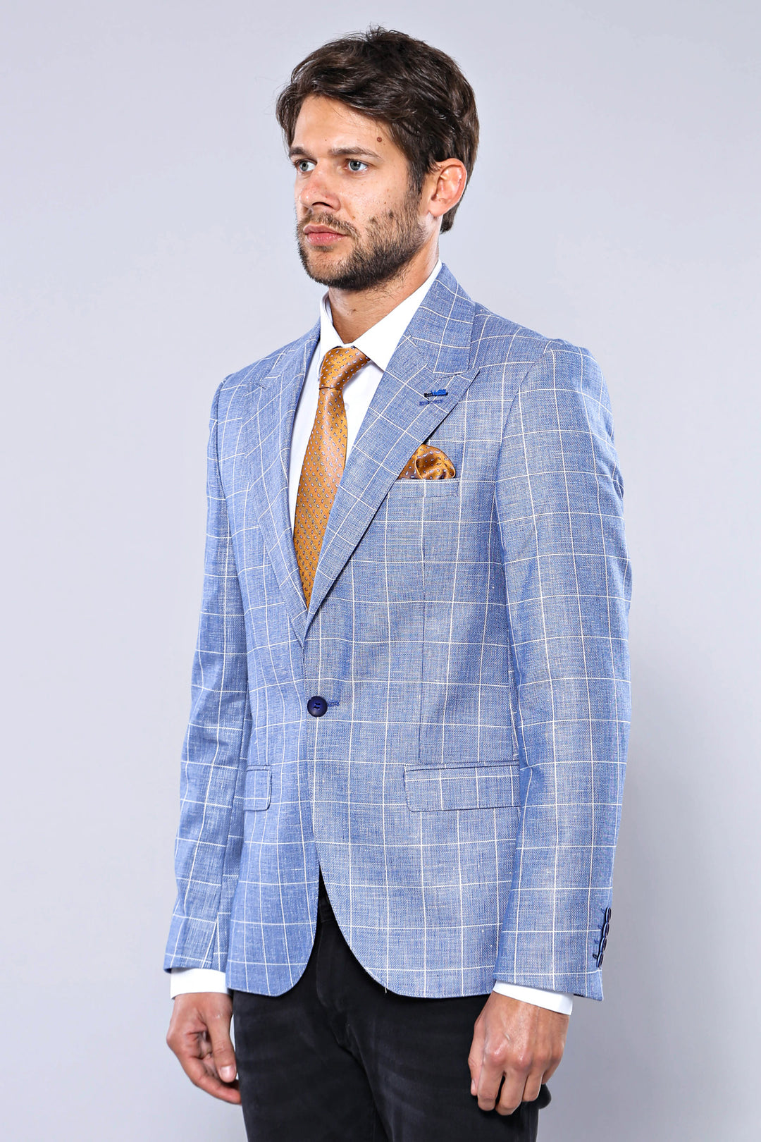 Chaqueta azul ajustada a cuadros - Wessi