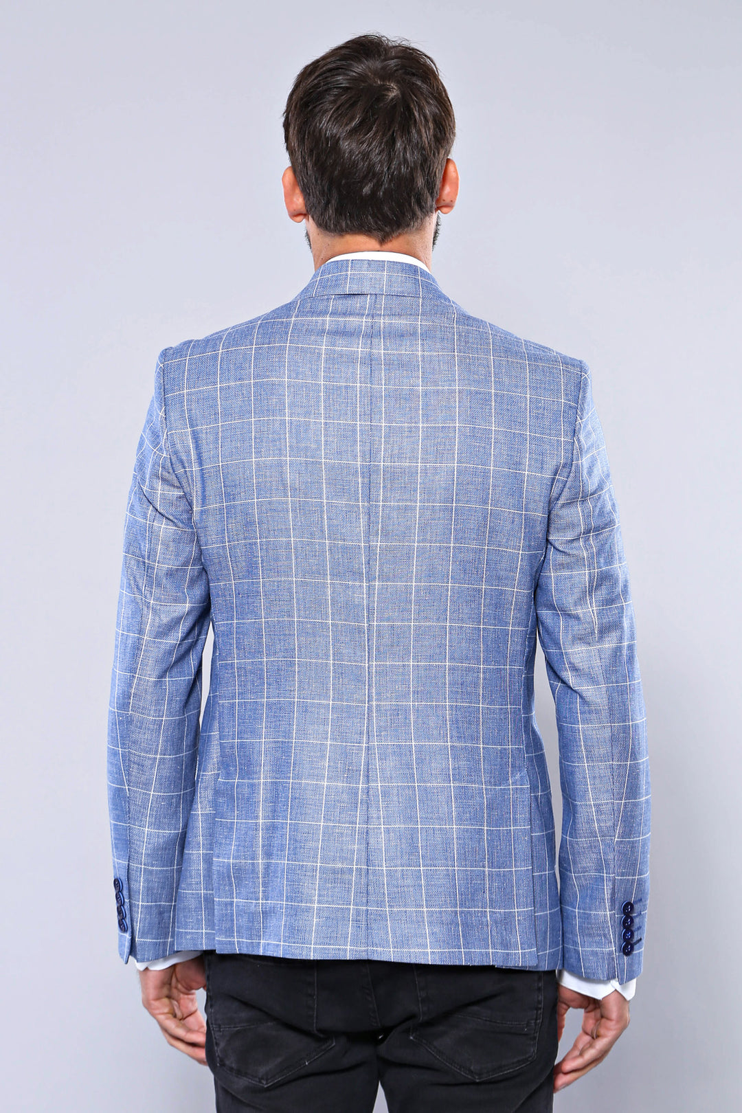 Chaqueta azul ajustada a cuadros - Wessi