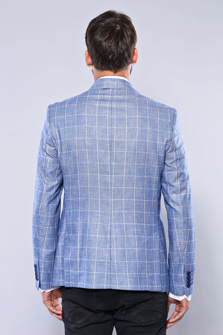 Chaqueta azul ajustada a cuadros - Wessi