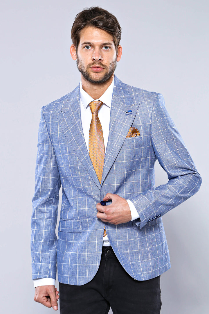 Chaqueta azul ajustada a cuadros - Wessi