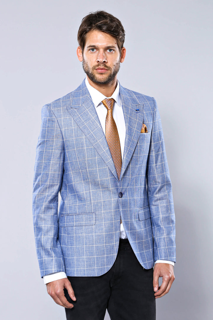 Chaqueta azul ajustada a cuadros - Wessi