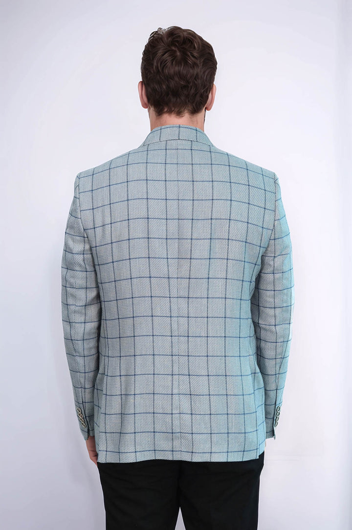 Blazer Leggero a Collo Punta con Un Pulsante Blue - Wessi