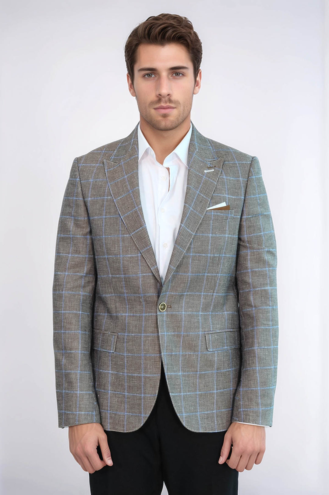 Blazer marrone con colletto a punta e bottone singolo - Wessi