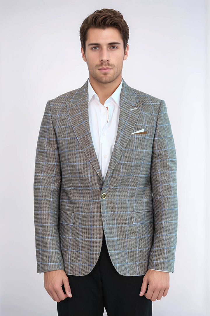 Blazer marrone con colletto a punta e bottone singolo - Wessi