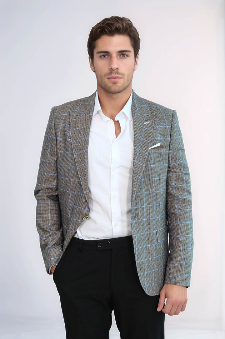 Blazer marrone con colletto a punta e bottone singolo - Wessi