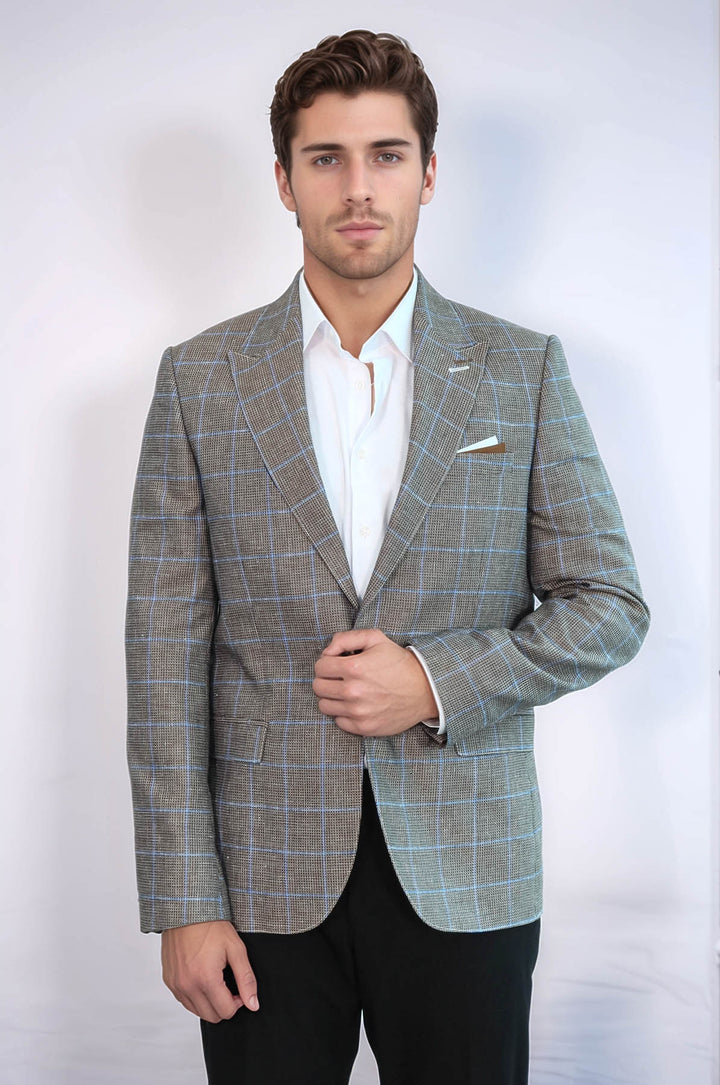 Blazer marrone con colletto a punta e bottone singolo - Wessi