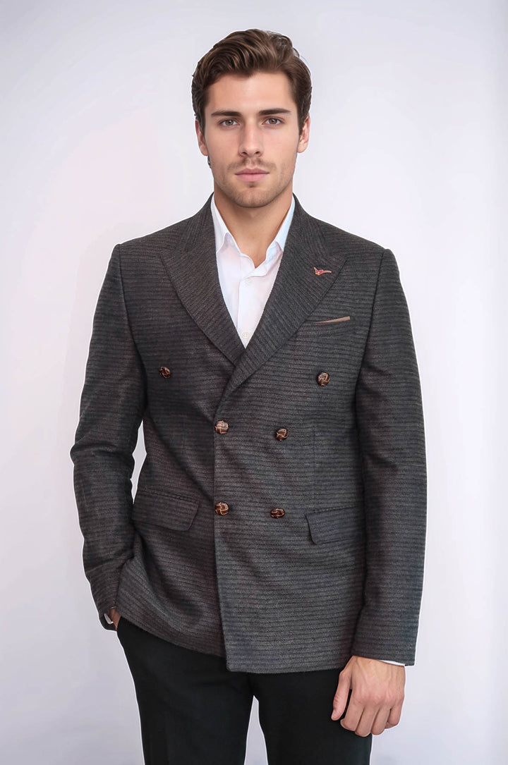Blazer marrone slim fit doppiopetto - Wessi