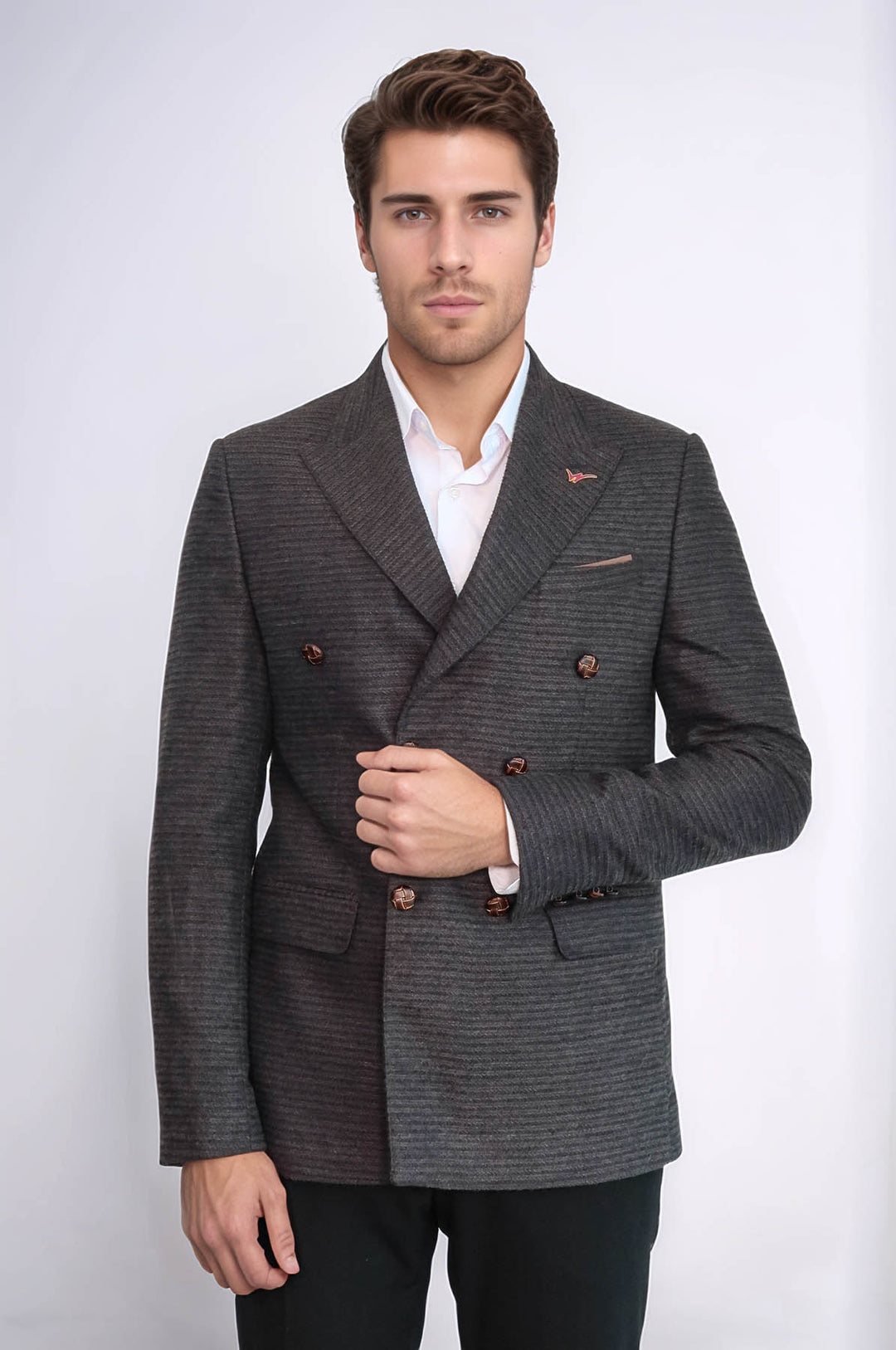 Blazer marrone slim fit doppiopetto - Wessi