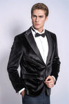 Velvet Slim Fit Black Men Tuxedo Jacket - Wessi
