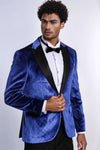 Sparkle Slim Fit Velours Bast Bleu Blazer De Bal Homme - Wessi