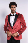 Blazer de bal pour hommes Sparkle Slim Fit en velours rouge - Wessi