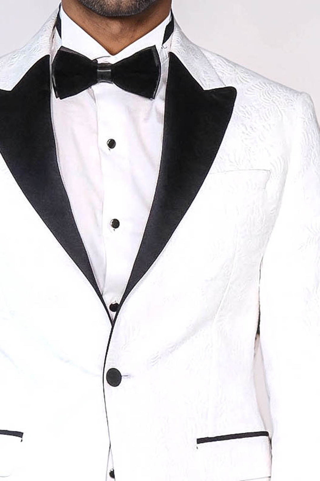 Black Giacca Tuxedo in Tessuto Testurizzato con Rever a Punta per Uomo Royal White - Wessi