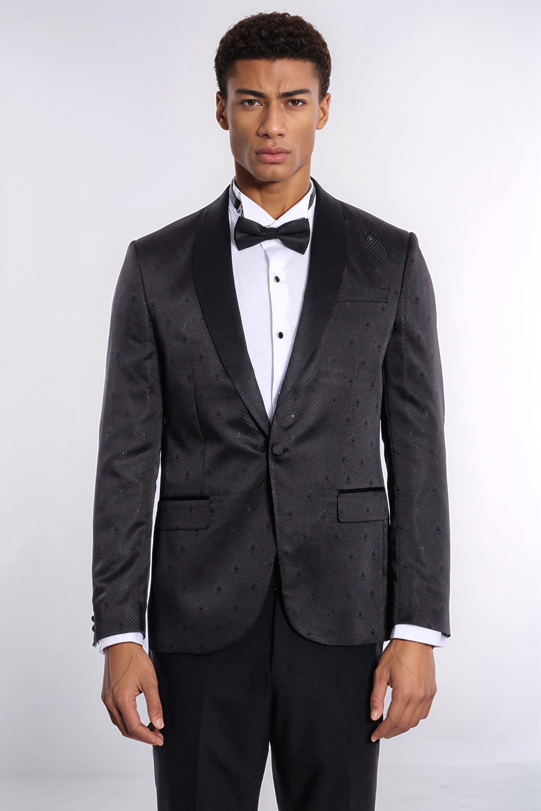 Blazer de bal homme noir coupe slim à motifs de points - Wessi