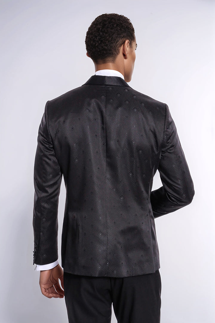 Blazer de bal homme noir coupe slim à motifs de points - Wessi