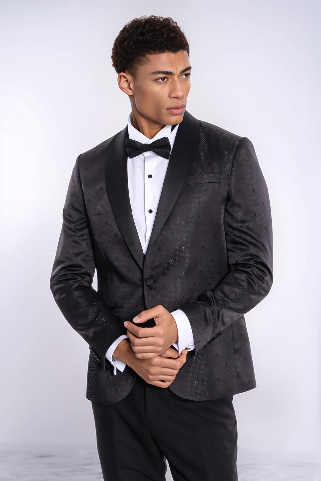 Blazer de bal homme noir coupe slim à motifs de points - Wessi