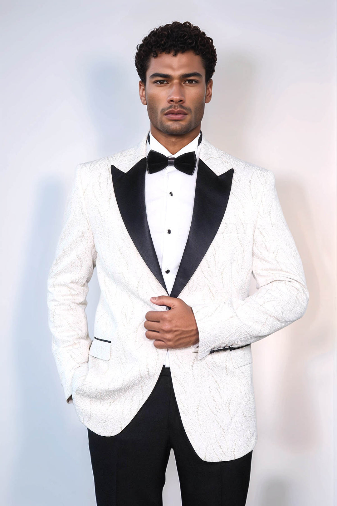 Blazer de bal homme blanc brillant à motifs - Wessi